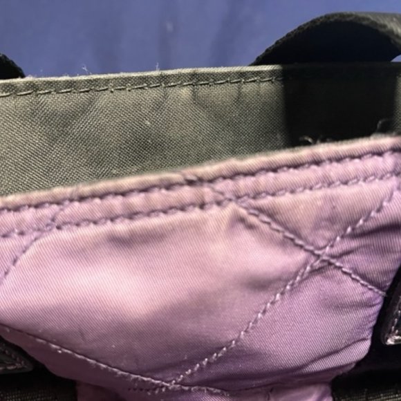 Franco Sarto Purple Quilted Black Patent Leather Zip Tote Bag Handbag 9x4x8" - Picture 12 of 13